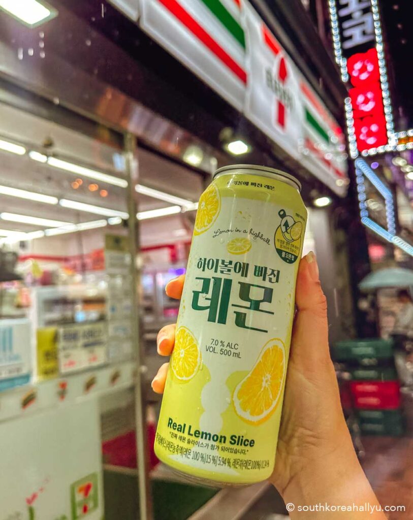 South Korea convenience store alcohol 7-Eleven, CU & GS25 - lemon highball can