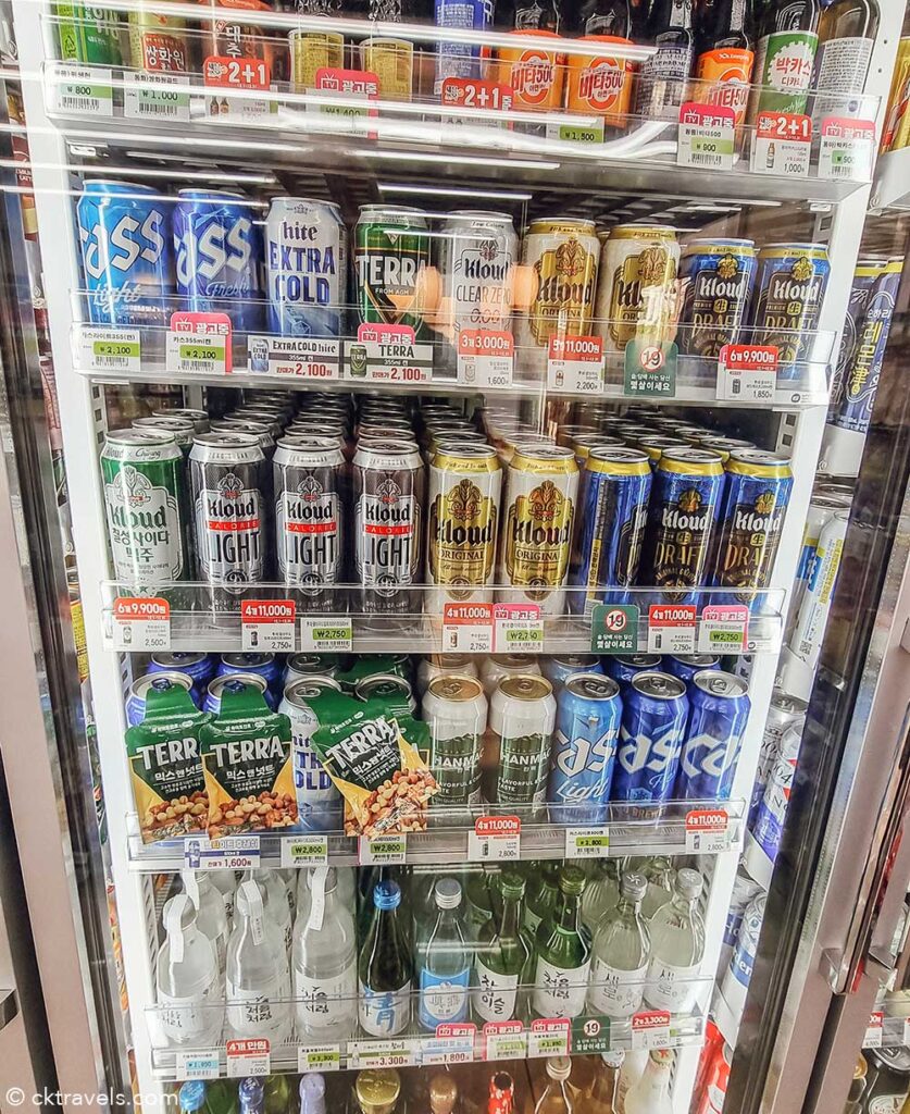 South Korea convenience store alcohol 7-Eleven, CU & GS25 - beer fridge