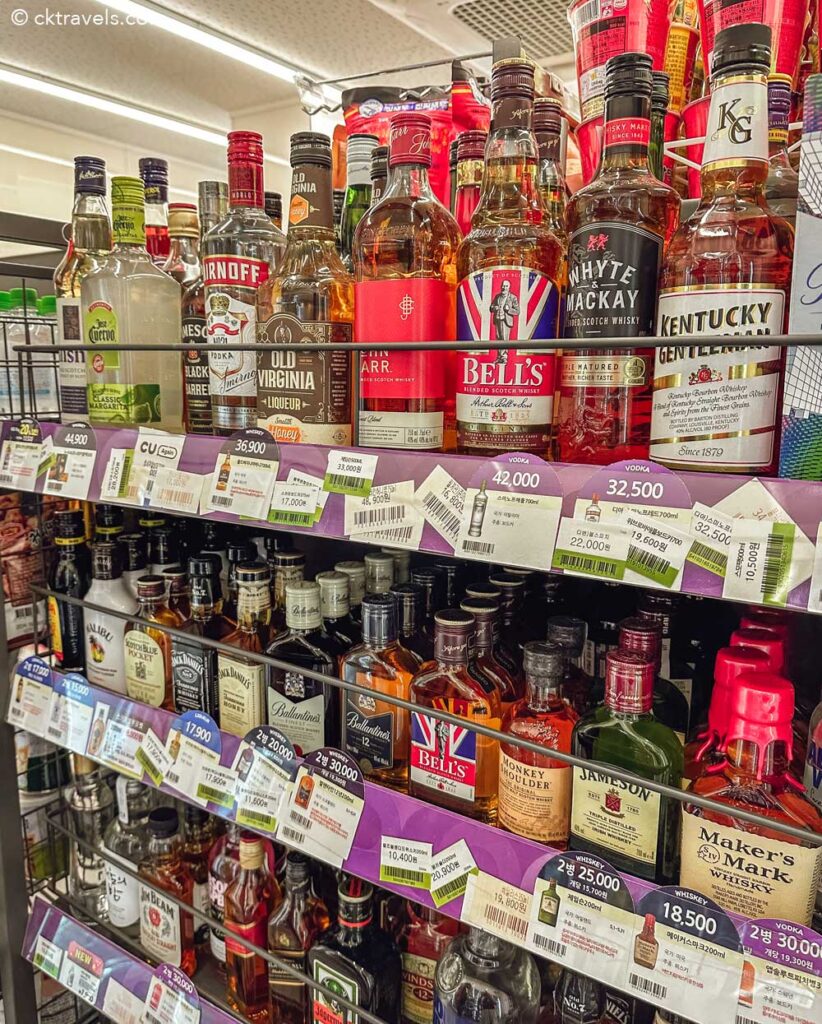 South Korea convenience store alcohol 7-Eleven, CU & GS25 - bottles spirits  like whiskey