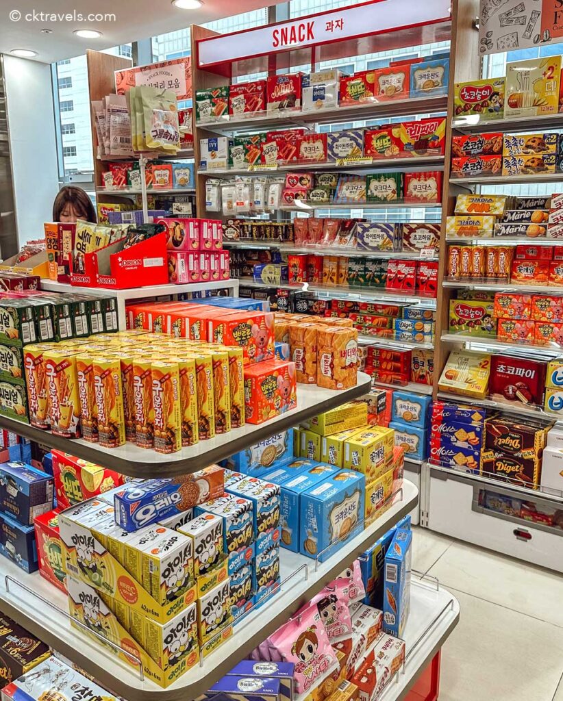 daiso in south korea - souvenirs snacks