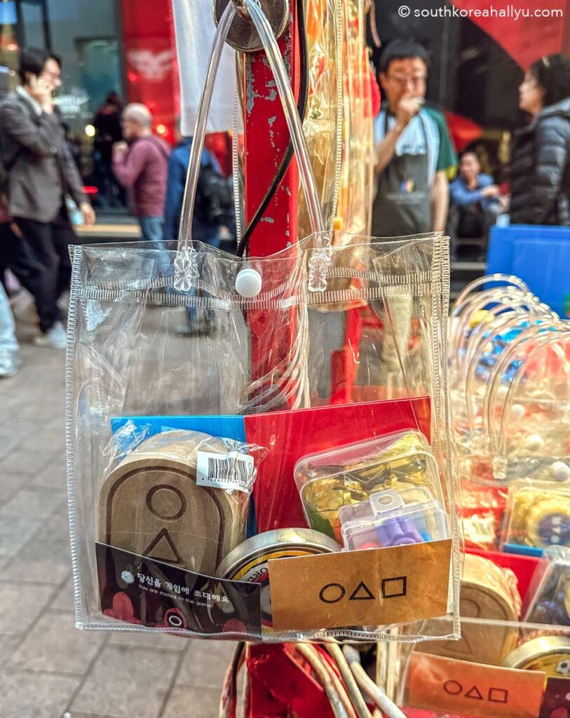 squid game merchandise in south korea - souvenirs