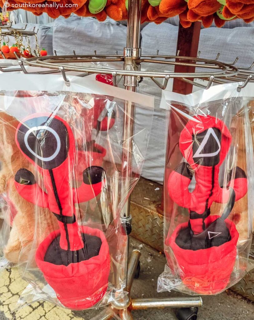 squid game merchandise in south korea - souvenirs
