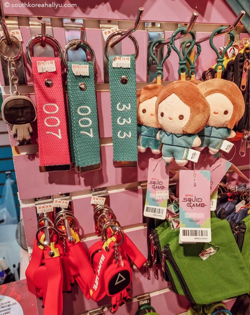 squid game merchandise in south korea - souvenirs