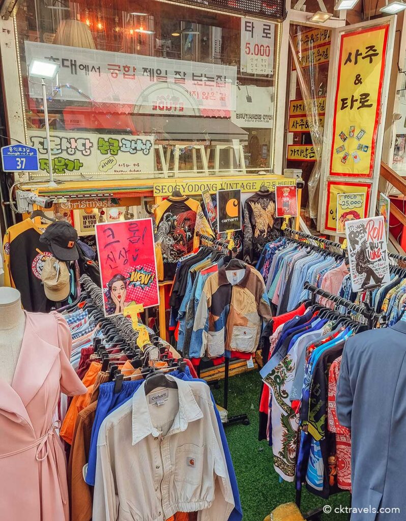 shopping for souvenirs in Hongdae, Seoul